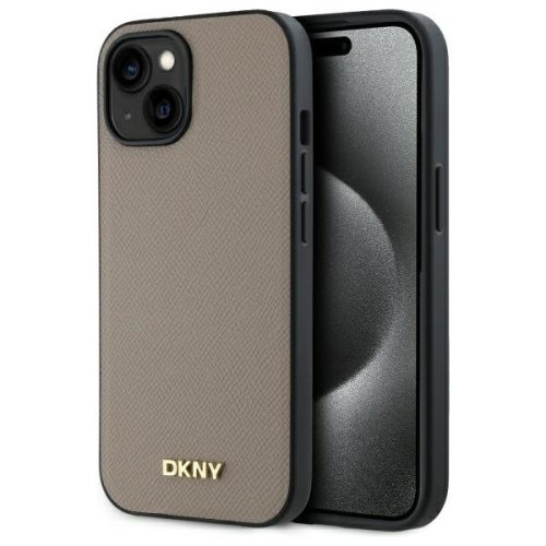 DKNY Leather Checketok, Red Mono Pattern MagSafe DKHMP15SPGHLME iPhone 15 6.1" tok, bézs