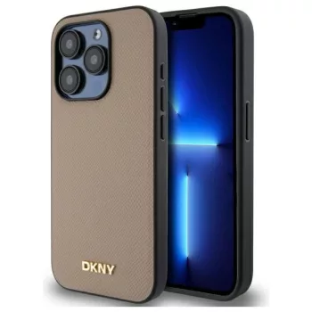   DKNY Grained Metal Logo MagSafe DKHMP15XPGHLME iPhone 15 Pro Max 6.7" tok, bézs