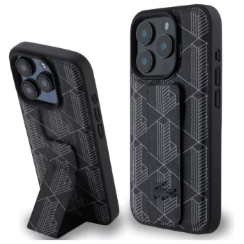  Lacoste LCHCP15LGSPBSK iPhone 15 Pro 6,1" Grip Stand Mono tok, fekete