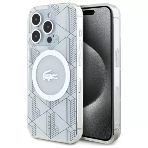 Lacoste LCHMP15LUBSH iPhone 15 Pro 6.1" farine hardcase IML Blend Monogram MagSafe tok, ezüst