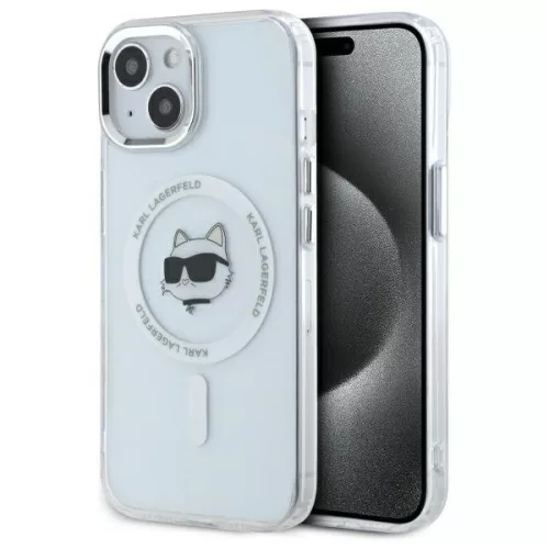 Karl Lagerfeld KLHMP15SHLSCHH iPhone 15 6.1" IML Metal Choupette Head MagSafe tok, fehér