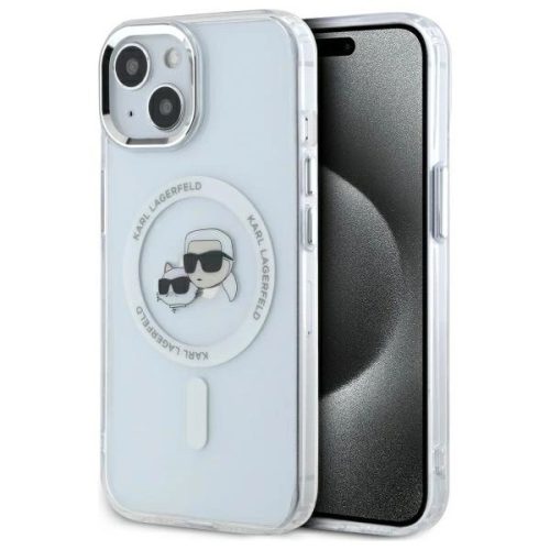 Karl Lagerfeld KLHMP14SHLSKCH iPhone 14 6.1" IML Metal Karl&Choupette Head MagSafe tok, fehér