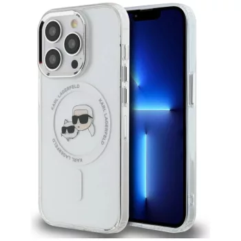   Karl Lagerfeld KLHMP14LHLSKCH iPhone 14 Pro 6.1" IML Metal Karl&Choupette Head MagSafe tok, fehér