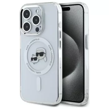   Karl Lagerfeld KLHMP15LHLSKCH iPhone 15 Pro 6.1" IML Metal Karl&Choupette Head MagSafe tok, fehér