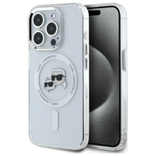 Karl Lagerfeld KLHMP15LHLSKCH iPhone 15 Pro 6.1" IML Metal Karl&Choupette Head MagSafe tok, fehér