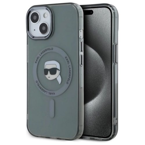 Karl Lagerfeld KLHMP15SHLSKIK iPhone 15 6.1" IML Metal Karl Head MagSafe tok, fekete