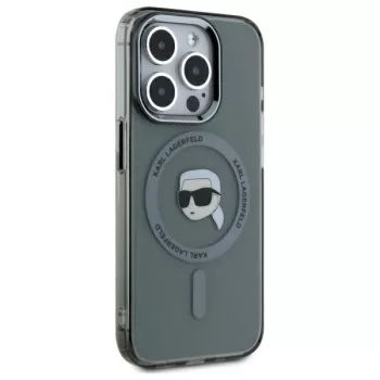   Karl Lagerfeld KLHMP15LHLSKIK iPhone 15 Pro 6.1" IML Metal Karl Head MagSafe tok, fekete