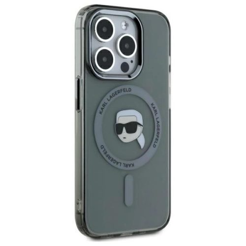 Karl Lagerfeld KLHMP15LHLSKIK iPhone 15 Pro 6.1" IML Metal Karl Head MagSafe tok, fekete