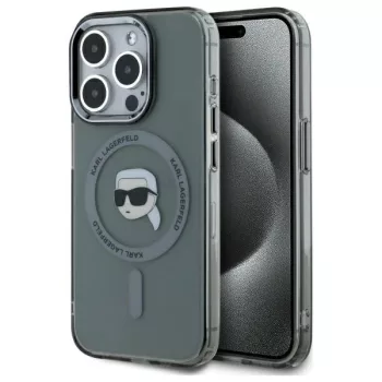   Karl Lagerfeld KLHMP15XHLSKIK iPhone 15 Pro Max 6.7" IML Metal Karl Head MagSafe tok, fekete