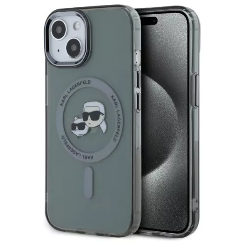 Karl Lagerfeld KLHMP15SHLSKCK iPhone 15 6.1" IML Metal Choupette Head MagSafe tok, fekete