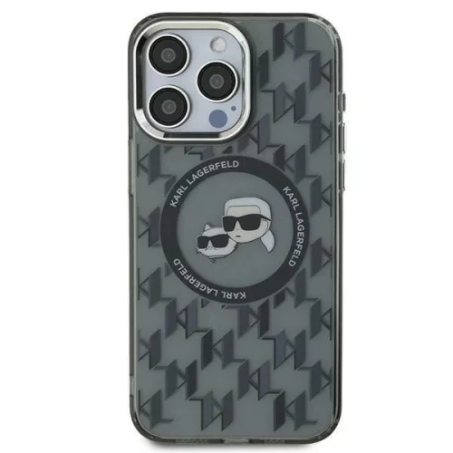 Karl Lagerfeld KLHMP15SHMCKMHK iPhone 15 6.1" IML Monogram Karl&Choupette Head MagSafe tok, fekete