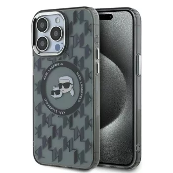   Karl Lagerfeld KLHMP15LHMCKMHK iPhone 15 Pro 6.1" IML Monogram Karl&Choupette Head MagSafe tok, fekete