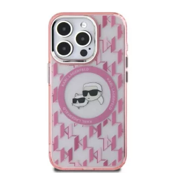   Karl Lagerfeld KLHMP15SHMCKMHP iPhone 15 6.1" IML Monogram Karl&Choupette Head MagSafe tok, rózsaszín