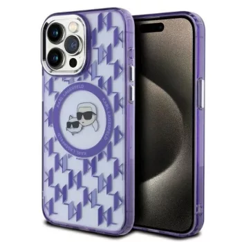   Karl Lagerfeld KLHMP15LHMCKMHU iPhone 15 Pro 6.1" IML Monogram Karl&Choupette Head MagSafe tok, lila
