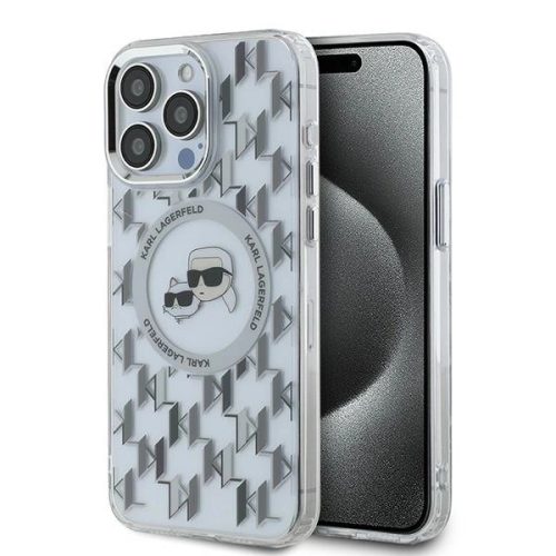 Karl Lagerfeld KLHMP15LHMCKMHT iPhone 15 Pro 6.1" IML Monogram Karl&Choupette Head MagSafe tok, átlátszó