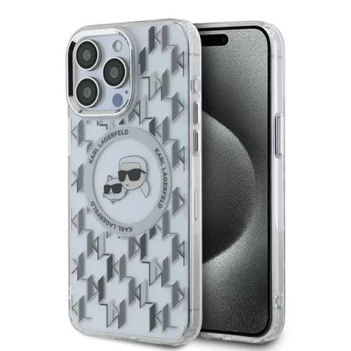 Karl Lagerfeld KLHMP15XHMCKMHT iPhone 15 Pro Max 6.7" IML Monogram Karl&Choupette Head MagSafe tok, átlátszó