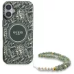 Guess GUHMP16SHCPOFPA iPhone 16 6.1" tok, zöld hardcase IML Flowers Allover Electro With Pearl Strap MagSafe
