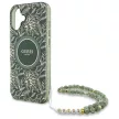 Guess GUHMP16SHCPOFPA iPhone 16 6.1" tok, zöld hardcase IML Flowers Allover Electro With Pearl Strap MagSafe