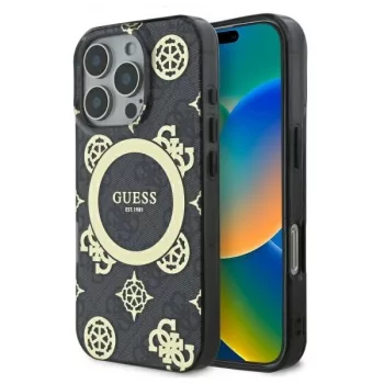   Guess GUHMP16XH4PYEEK iPhone 16 Pro Max, 6.9" tok, fekete IML Peony On 4G Background MagSafe