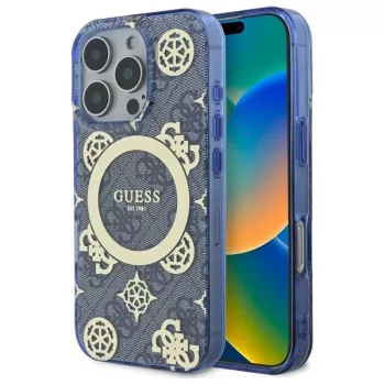   Guess GUHMP16LH4PYEEB iPhone 16 Pro 6.3" tok, kék hardcase IML Peony On 4G Background MagSafe