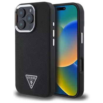   Guess GUHMP16XPGTSPSK iPhone 16 Pro Max 6.3" tok, fekete hardcase Grained Triangle MagSafe