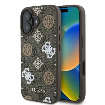   GUESS IPHONE 16 MagSafe GUHMP16SP4PWPW (PU Peony on 4G Background) tok, barna