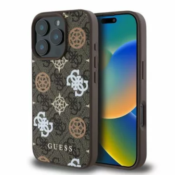   GUESS IPHONE 16 Pro MagSafe GUHMP16LP4PWPW (PU Peony on 4G Background) tok, barna