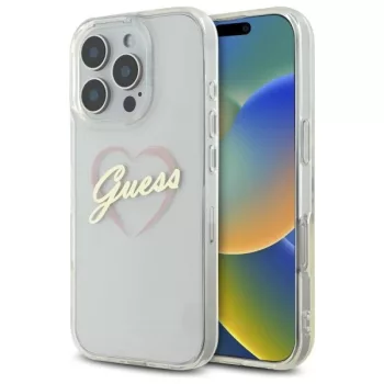   Guess GUHCP16LHCHGSPT iPhone 16 Pro 6.3" tok, átlátszó hardcase IML Heart