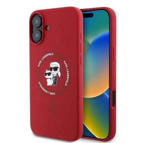 Karl Lagerfeld KLHMP16SSCMKCRHR iPhone 16 6.1" hardcase Silicone Karl&Choupette Heads Ring MagSafe tok, piros