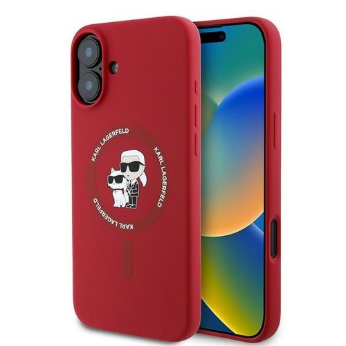 Karl Lagerfeld KLHMP16MSCMKCRHR iPhone 16 Plus 6.7" tok, piros hardcase Silicone Karl&Choupette Heads Ring MagSafe