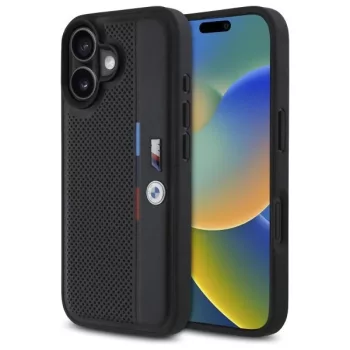   BMW BMHCP16S23PUPVK iPhone 16 6.1" tok, fekete M Perforated Tricolor Detail Line
