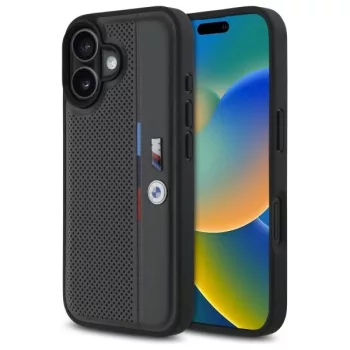   BMW BMHCP16S23PUPVA iPhone 16 6.1" tok, sötétszürke hardcase M Perforated Tricolor Detail Line