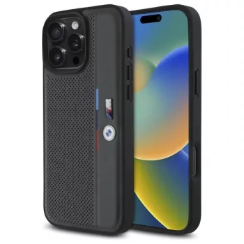   BMW BMHCP16L23PUPVA iPhone 16 Pro 6.3" tok, sötétszürke hardcase M Perforated Tricolor Detail Line