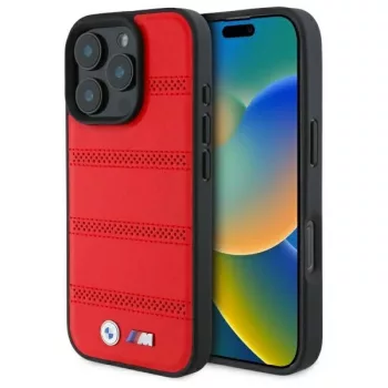  BMW BMHMP16X23PUSPR iPhone 16 Pro Max, 6.9" tok, piros hardcase M Perforated And Stitched Line MagSafe