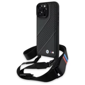   BMW BMHCP16X23PSCCK iPhone 16 Pro Max, 6.9" tok, fekete M Edition Carbon Stripe & Strap