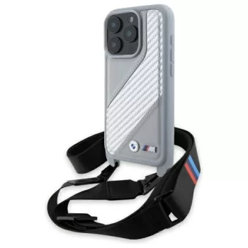   BMW BMHCP16L23PSCCG iPhone 16 Pro 6.3", tok, szürke hardcase M Edition Carbon Stripe & Strap