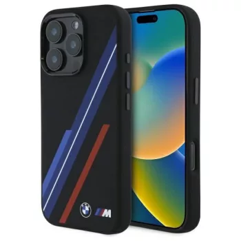   BMW BMHMP16L23SSPK iPhone 16 Pro 6.3", tok, fekete Silicone Random Lines MagSafe