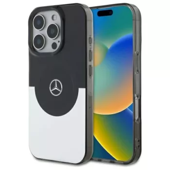   Mercedes MEHMP16L23HBIGK iPhone 16 Pro, 6.3" czarny srebrny/tok, fekete silver hardcase Doubel Layer BiColor MagSafe