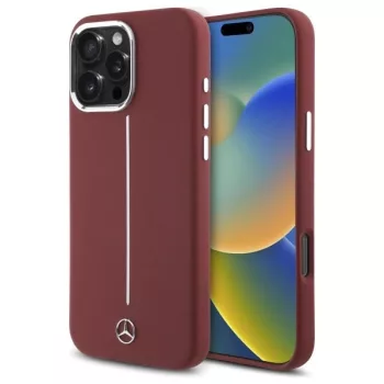   Mercedes MEHMP16X23SUMSR iPhone 16 Pro, Max 6.9" tok, piros hardcase Silicone White Stripe MagSafe