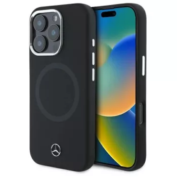   Mercedes MEHMP16L23SUTTK iPhone 16 Pro, 6.3" tok, fekete Silicone Tonal Logo MagSafe