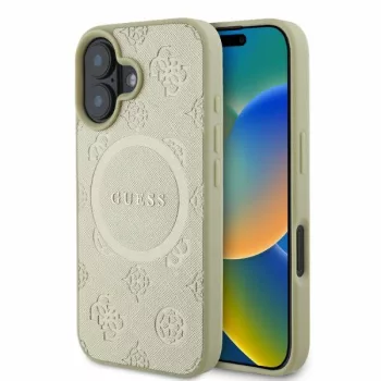   Guess case iPhone 16 6,1" GUHMP16SPSAPSMED tok, arany Saffiano Peony Classic Logo MagSafe