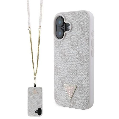 Guess GUHCP16SP4TDSCPP iPhone 16 6.1" tok, rózsaszín hardcase Leather Metal Logo Strass Crossbody
