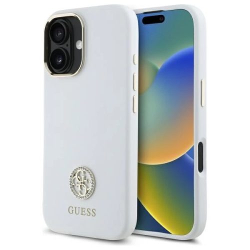 Guess GUHCP16SM4DGPH iPhone 16 6.1", tok, fehér hardcase Silicone Logo Strass 4G