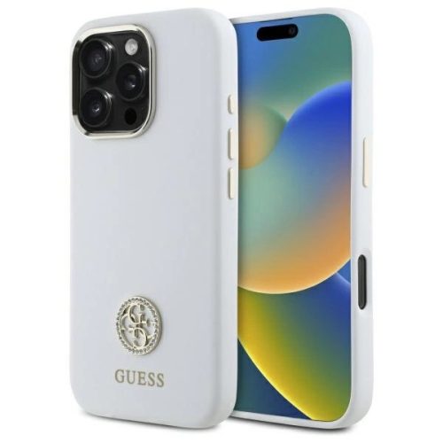 Guess GUHCP16XM4DGPH iPhone 16 Pro Max, 6.9" tok, fehér hardcase Silicone Logo Strass 4G