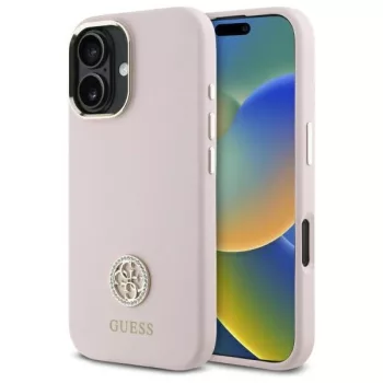   Guess GUHCP16SM4DGPP iPhone 16 6.1", tok, rózsaszín hardcase Silicone Logo Strass 4G