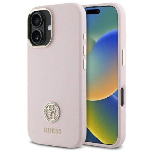 Guess GUHCP16SM4DGPP iPhone 16 6.1", tok, rózsaszín hardcase Silicone Logo Strass 4G