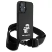 Karl Lagerfeld KLHCP16SSAKCPBK iPhone 16, 6.1" tok, fekete Saffiano Karl&Choupette Metal Pin CBDY Strap