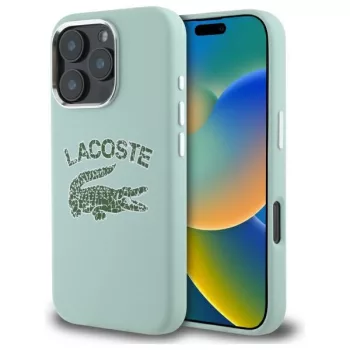  Lacoste LCHMP16LUCRA iPhone 16 Pro 6.3", tok, mentazöld hardcase Silicone Cracked Logo MagSafe