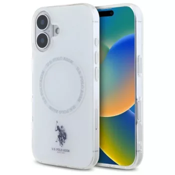   US Polo USHMP16SHOCLDPW iPhone 16 6.1" tok, fehér IML Ring MagSafe