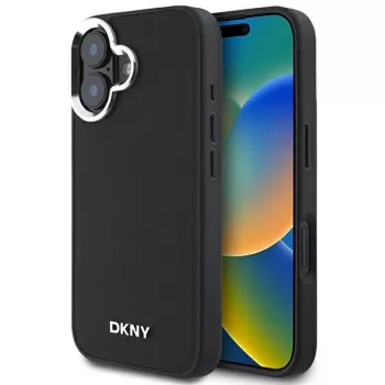   DKNY DKHMP16SPSCMCLK iPhone 16 6.1" tok, fekete Plain Silver Logo MagSafe